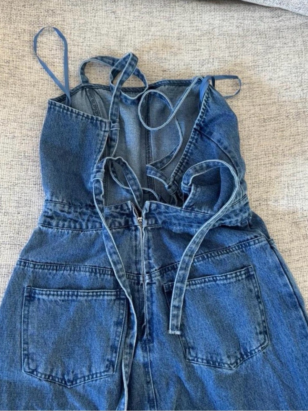 Denim Wide Leg Jumpsuit - Blue - Picture 2 of 3